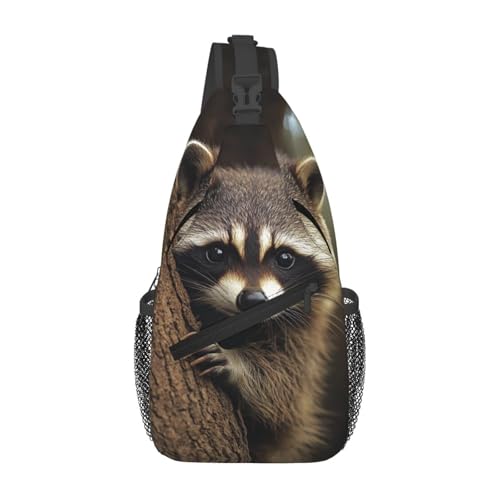 Crossbody Sling Bag Cross Brusttasche Waschbär Sling Rucksack Lässige Taillen-Gürteltasche für Reisen von peiyeety