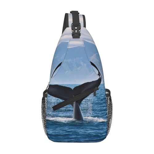 Crossbody Sling Bag Cross Brusttasche Whale Tail Sling Rucksack Lässige Taillen-Gürteltasche für die Reise von peiyeety