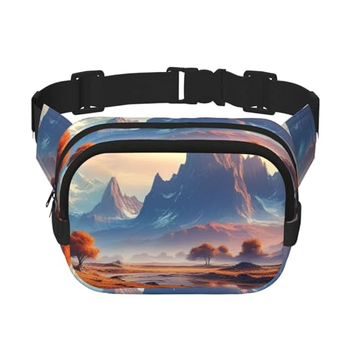 Doppellagige Hüfttasche für Damen und Herren, Verstellbarer wasserdichter Laufgürtel, multifunktionale Gürteltasche mit Alien-Planet-Aufdruck für Reisen, Wandern und Fitness von peiyeety