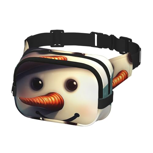 Doppellagige Hüfttasche für Damen und Herren, Verstellbarer wasserdichter Laufgürtel, multifunktionale Gürteltasche mit Schneemann-Hut-Aufdruck für Reisen, Wandern und Fitness von peiyeety