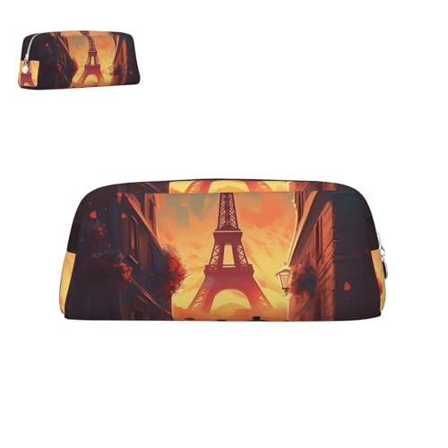 Federmäppchen aus Leder, Motiv: Paar, das auf dem Weg geht, mit Reißverschluss, tragbar, ästhetisch, wasserdicht, niedlich, fürs Büro von peiyeety