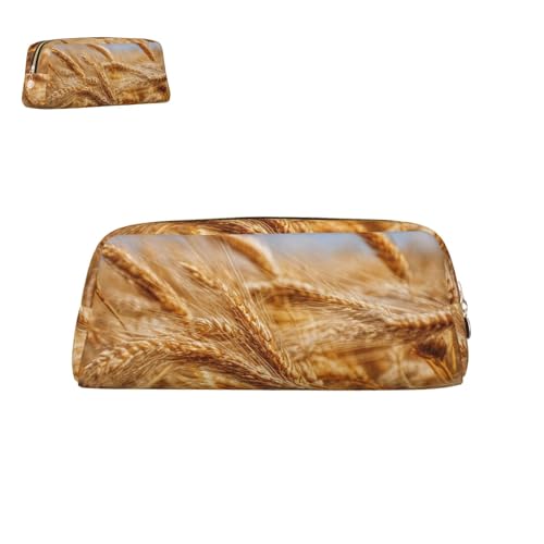 Federmäppchen aus Leder, Weizenernte, mit Reißverschluss, tragbar, ästhetisch, wasserdicht, niedliche Stifttasche fürs Büro von peiyeety