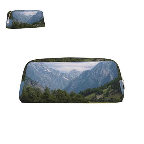 Federmäppchen aus Leder mit Bergweide, Pferde, mit Reißverschluss, tragbar, ästhetisch, wasserdicht, niedlich, fürs Büro von peiyeety