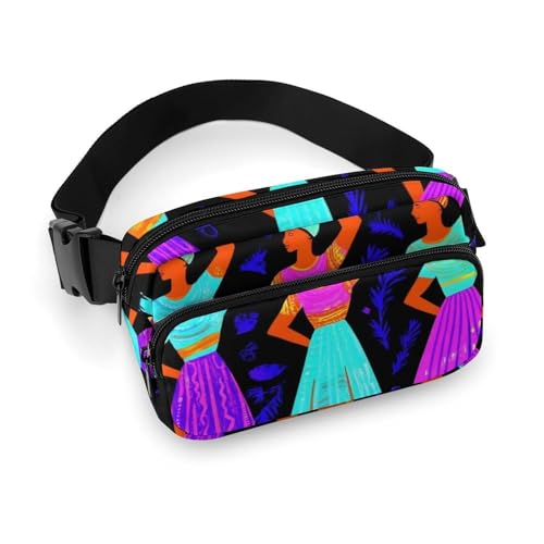 Hüfttasche mit modischem Kleiddekor für Damen, kleine Packung, tragbare Gürteltasche mit verstellbarem Riemen, buntes ethnisches Kleid, traditionelle afrikanische Schwarze Frauen von peiyeety