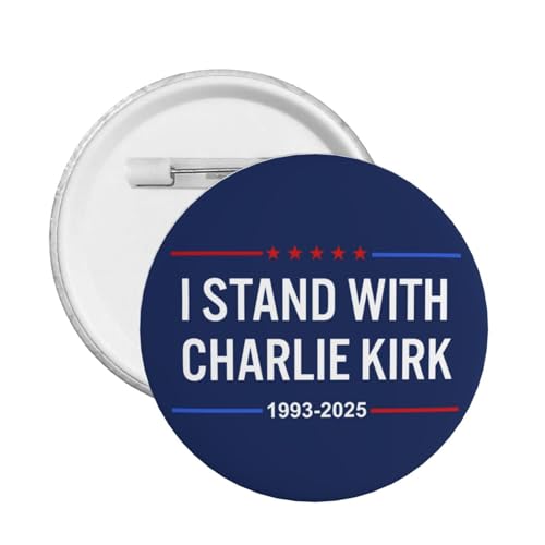 Ich stehe mit Charlie Kirk Button Pins RIP Charlie Kirk Pins und Button Kreis Abzeichen Runde Brust Pin von peiyeety