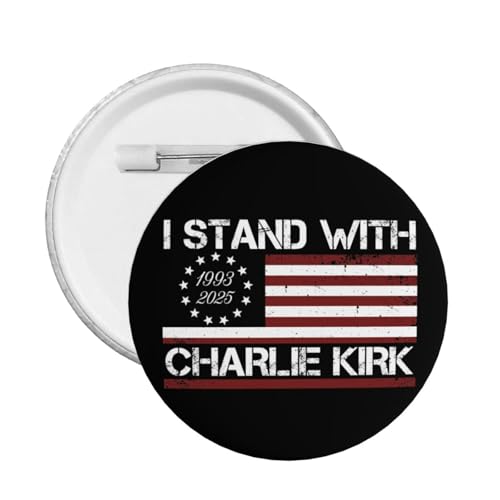 Ich stehe mit Charlie Kirk Button Pins RIP Charlie Kirk Pins und Button Kreis Abzeichen Runde Brust Pin von peiyeety