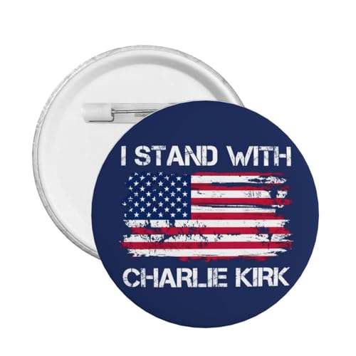 Ich stehe mit Charlie Kirk Button Pins RIP Charlie Kirk Pins und Button Kreis Abzeichen Runde Brust Pin von peiyeety