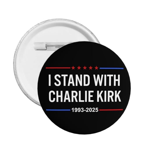 Ich stehe mit Charlie Kirk Button Pins RIP Charlie Kirk Pins und Button Kreis Abzeichen Runde Brust Pin von peiyeety