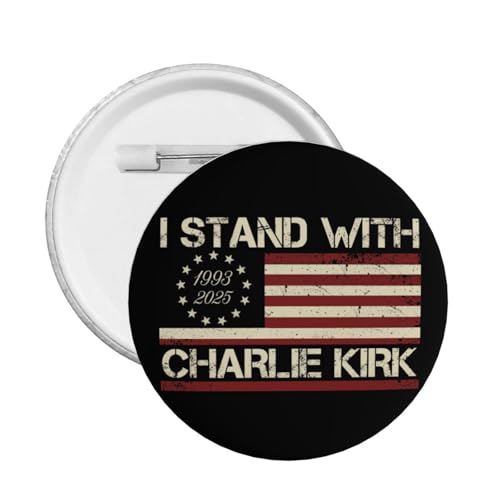 Ich stehe mit Charlie Kirk Button Pins RIP Charlie Kirk Pins und Button Kreis Abzeichen Runde Brust Pin von peiyeety