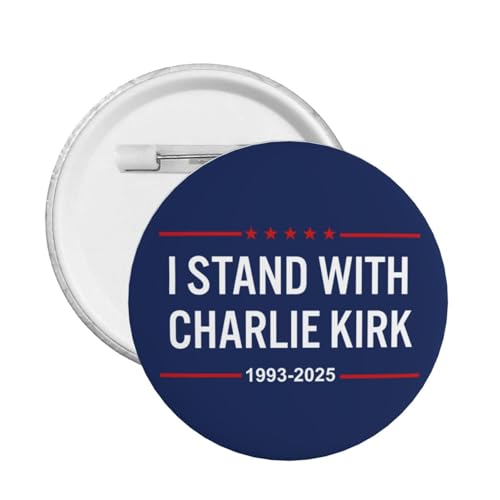 Ich stehe mit Charlie Kirk Button Pins RIP Charlie Kirk Pins und Button Kreis Abzeichen Runde Brust Pin von peiyeety