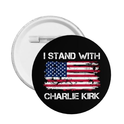 Ich stehe mit Charlie Kirk Button Pins RIP Charlie Kirk Pins und Button Kreis Abzeichen Runde Brust Pin von peiyeety