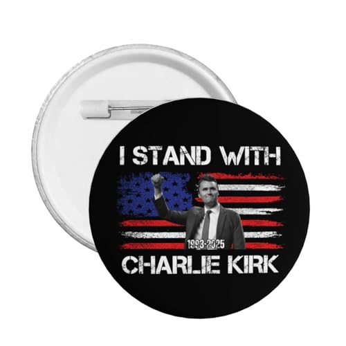 Ich stehe mit Charlie Kirk Button Pins RIP Charlie Kirk Pins und Button Kreis Abzeichen Runde Brust Pin von peiyeety