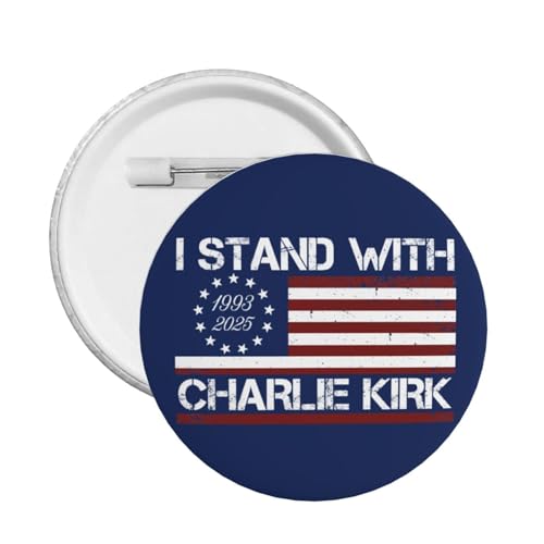 Ich stehe mit Charlie Kirk Button Pins RIP Charlie Kirk Pins und Button Kreis Abzeichen Runde Brust Pin von peiyeety