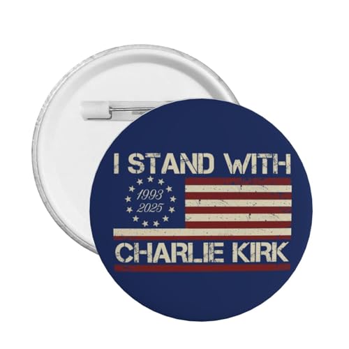 Ich stehe mit Charlie Kirk Button Pins RIP Charlie Kirk Pins und Button Kreis Abzeichen Runde Brust Pin von peiyeety