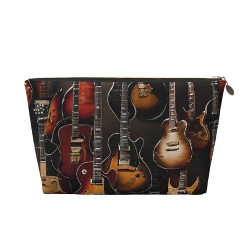 Kosmetiktasche für Damen mit Aufdruck, große Kapazität, Reise-Kosmetiktasche, wasserdichte Kulturtasche aus Leder (Gitarren) von peiyeety