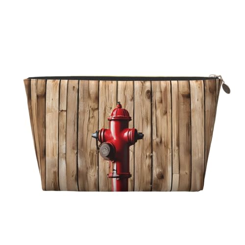 Kosmetiktasche für Damen mit Aufdruck, große Kapazität, Reise-Kosmetiktasche, wasserdichte Kulturtasche aus Leder (Holz) von peiyeety