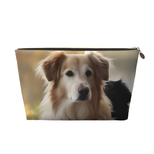 Kosmetiktasche für Damen mit Aufdruck, große Kapazität, Reise-Kosmetiktasche, wasserdichte Kulturtasche aus Leder (Hund) von peiyeety