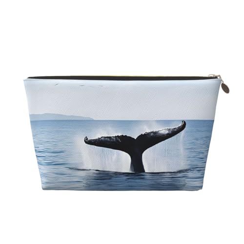 Kosmetiktasche für Damen mit Aufdruck, große Kapazität, Reise-Kosmetiktasche, wasserdichte Kulturtasche aus Leder (Killerwal) von peiyeety