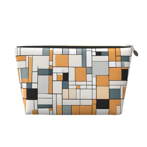 Kosmetiktasche für Damen mit Aufdruck, große Kapazität, Reise-Kosmetiktasche, wasserdichte Kulturtasche aus Leder (Mid Century Modern) von peiyeety