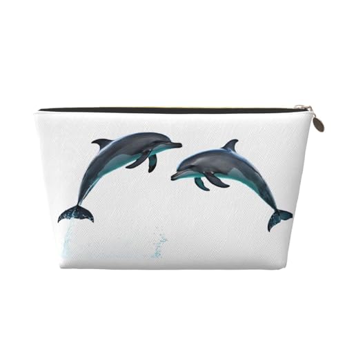 Kosmetiktasche für Damen mit Aufdruck, große Kapazität, Reise-Kosmetiktasche, wasserdichte Kulturtasche aus Leder (Orca Killerwal) von peiyeety