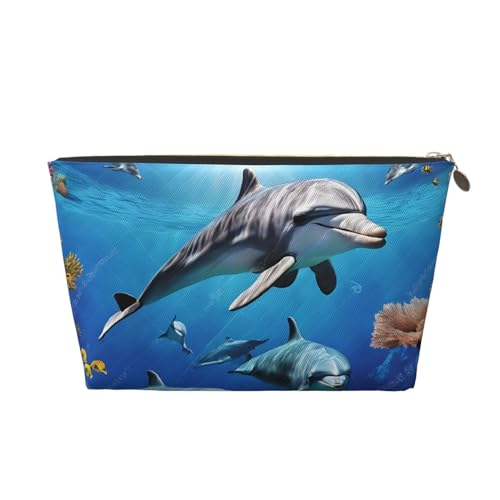 Kosmetiktasche für Damen mit Aufdruck, große Kapazität, Reise-Kosmetiktasche aus Leder, wasserdicht, Kulturbeutel, Geldbörse (Killerwal-Aufdruck) von peiyeety