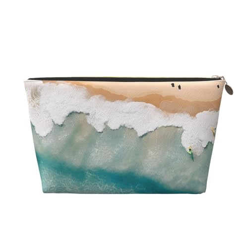 Kosmetiktasche für Damen mit Aufdruck, große Kapazität, Reise-Kosmetiktasche aus Leder, wasserdicht, Kulturbeutel, Geldbörse (Romantischer Strand) von peiyeety