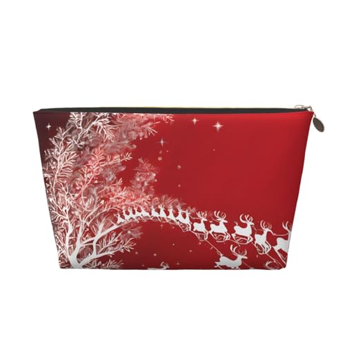 Kosmetiktasche für Damen mit Aufdruck, große Kapazität, Reise-Kosmetiktasche aus Leder, wasserdicht, Kulturbeutel, Geldbörse (Weihnachtszauber) von peiyeety