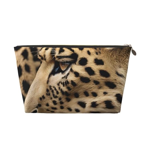 Kosmetiktasche für Damen mit Aufdruck, große Kapazität, Reisekosmetiktasche, wasserdichte Kulturtasche aus Leder (Grobes Leopardenmuster) von peiyeety