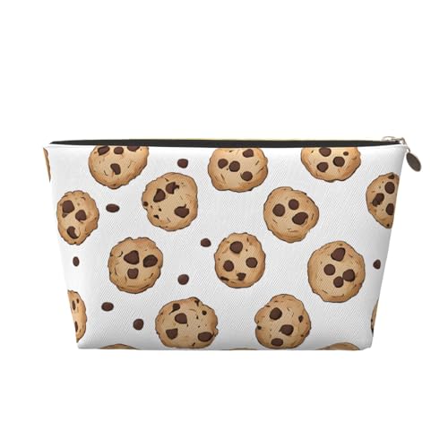 Kosmetiktasche für Damen mit Aufdruck, große Kapazität, Reisekosmetiktasche, wasserdichte Kulturtasche aus Leder (Kekse, Lebensmittel, Schokoladenkekse) von peiyeety