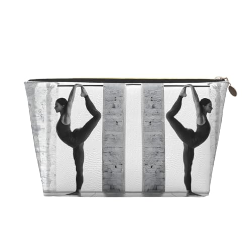 Kosmetiktasche für Damen mit Aufdruck, große Kapazität, Reisekosmetiktasche, wasserdichte Kulturtasche aus Leder (New Love Gymnastics) von peiyeety