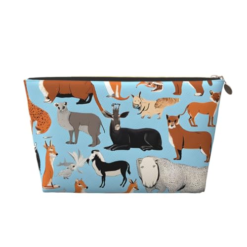 Kosmetiktasche für Damen mit Aufdruck, große Kapazität, Reisekosmetiktasche, wasserdichte Kulturtasche aus Leder (Nutztier) von peiyeety