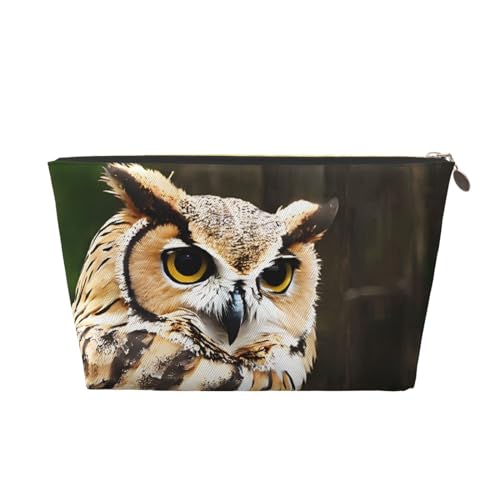 Kosmetiktasche für Damen mit Aufdruck, große Kapazität, Reisekosmetiktasche, wasserdichte Kulturtasche aus Leder (Outdoor-Eule) von peiyeety