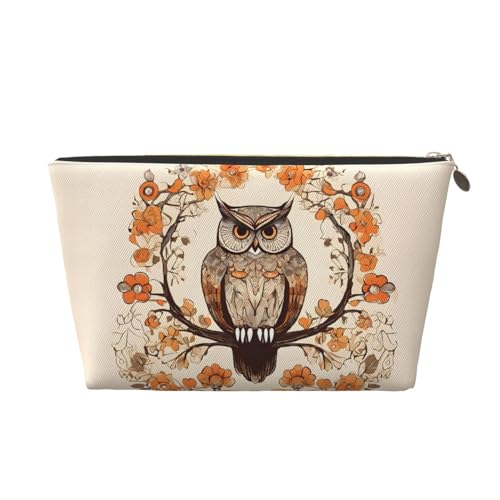 Kosmetiktasche für Damen mit Aufdruck, große Kapazität, Reisekosmetiktasche, wasserdichte Kulturtasche aus Leder (Owl Beliefs) von peiyeety