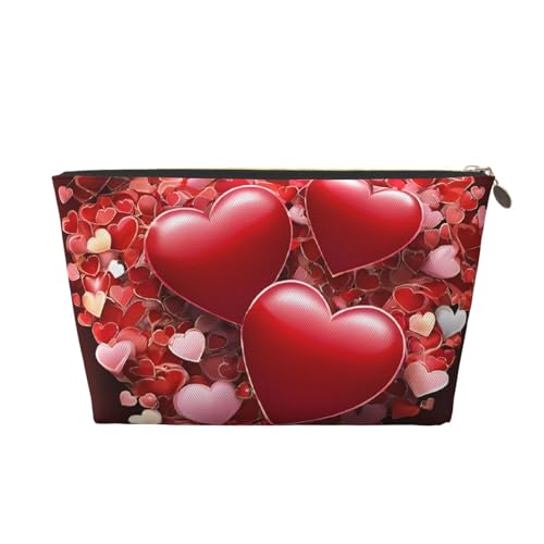 Kosmetiktasche für Damen mit Aufdruck, große Kapazität, Reisekosmetiktasche, wasserdichte Kulturtasche aus Leder (Valentinstag) von peiyeety