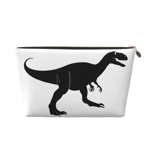 Kosmetiktasche für Damen mit Aufdruck, große Kapazität, Reisekosmetiktasche, wasserdichte Kulturtasche aus Leder (Velociraptor-Dinosaurier) von peiyeety