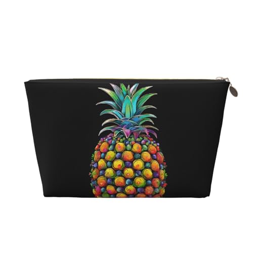 Kosmetiktasche für Damen mit Aufdruck, großes Fassungsvermögen, Reise-Kosmetiktasche aus Leder, wasserdicht, Kulturbeutel, Geldbörse (Bunte Kiefer) von peiyeety