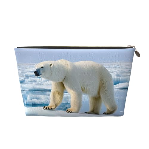 Kosmetiktasche für Damen mit Aufdruck, großes Fassungsvermögen, Reise-Kosmetiktasche aus Leder, wasserdicht, Kulturbeutel, Geldbörse (Eisbär-EIS) von peiyeety