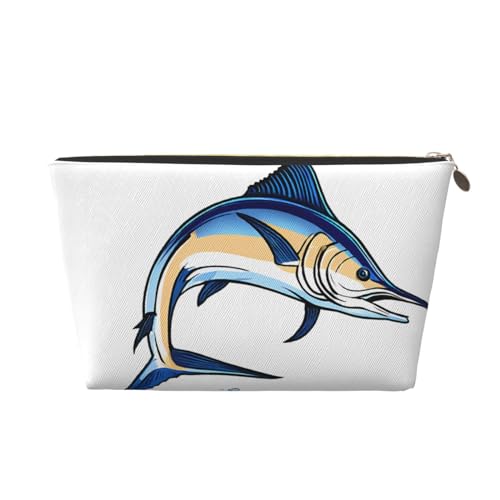 Kosmetiktasche für Damen mit Aufdruck, großes Fassungsvermögen, Reise-Kosmetiktasche aus Leder, wasserdicht, Kulturbeutel, Geldbörse (Fisch-Aufdruck) von peiyeety