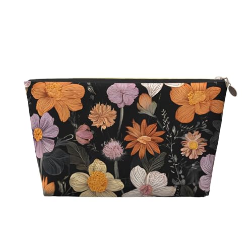 Kosmetiktasche für Damen mit Aufdruck, großes Fassungsvermögen, Reise-Kosmetiktasche aus Leder, wasserdicht, Kulturbeutel, Geldbörse (Hawaiianische Bunte Blume) von peiyeety