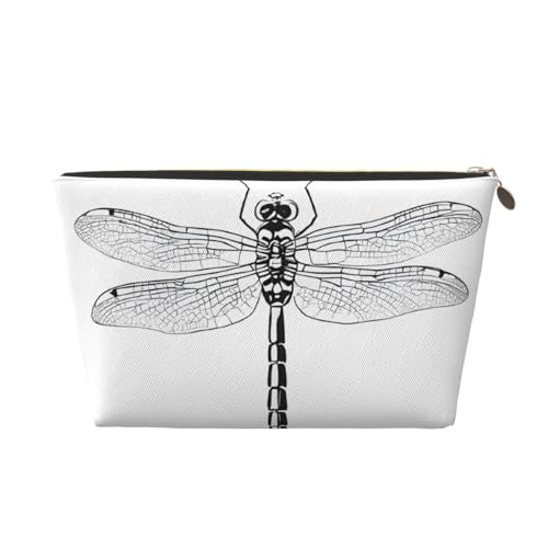 Kosmetiktasche für Damen mit Aufdruck, großes Fassungsvermögen, Reise-Kosmetiktasche aus Leder, wasserdicht, Kulturbeutel, Geldbörse (Libelle) von peiyeety