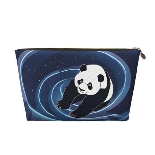 Kosmetiktasche für Damen mit Aufdruck, großes Fassungsvermögen, Reise-Kosmetiktasche aus Leder, wasserdicht, Kulturbeutel, Geldbörse (Panda) von peiyeety