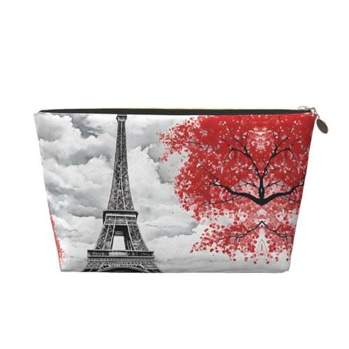 Kosmetiktasche für Damen mit Aufdruck, großes Fassungsvermögen, Reise-Kosmetiktasche aus Leder, wasserdicht, Kulturbeutel, Geldbörse (Paris) von peiyeety