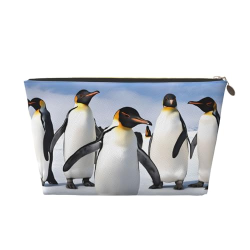 Kosmetiktasche für Damen mit Aufdruck, großes Fassungsvermögen, Reise-Kosmetiktasche aus Leder, wasserdicht, Kulturbeutel, Geldbörse (Pinguin) von peiyeety