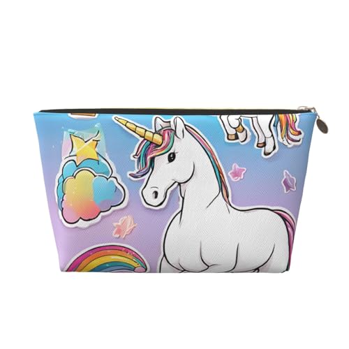 Kosmetiktasche für Damen mit Aufdruck, großes Fassungsvermögen, Reise-Kosmetiktasche aus Leder, wasserdicht, Kulturbeutel, Geldbörse (Regenbogen) von peiyeety