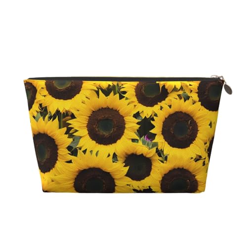 Kosmetiktasche für Damen mit Aufdruck, großes Fassungsvermögen, Reise-Kosmetiktasche aus Leder, wasserdicht, Kulturbeutel, Geldbörse (Sonnenblumen) von peiyeety