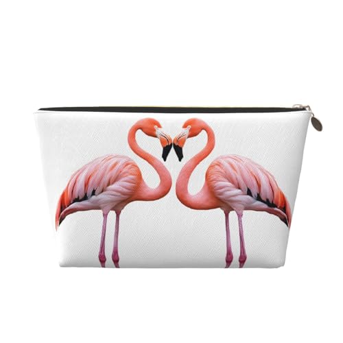 Kosmetiktasche für Damen mit Aufdruck, großes Fassungsvermögen, Reise-Kosmetiktasche aus Leder, wasserdicht, Kulturbeutel, Geldbörse (Tintenflamingos) von peiyeety