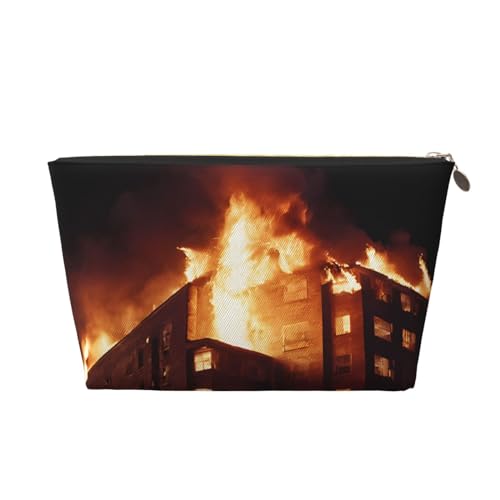 Kosmetiktasche für Damen mit Aufdruck, großes Fassungsvermögen, Reise-Kosmetiktasche aus Leder, wasserdicht, Kulturbeutel, Geldbörse (Vulkan) von peiyeety