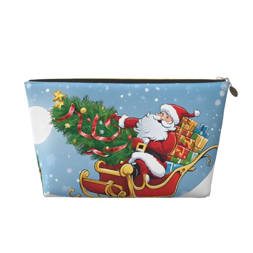 Kosmetiktasche für Damen mit Aufdruck, großes Fassungsvermögen, Reise-Kosmetiktasche aus Leder, wasserdicht, Kulturbeutel, Geldbörse (Weihnachtshirsch) von peiyeety