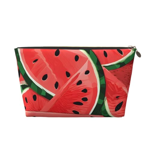 Kosmetiktasche für Damen mit Aufdruck, großes Fassungsvermögen, Reise-Kosmetiktasche aus Leder, wasserdicht, Kulturbeutel, Geldbörse (rote Wassermelone) von peiyeety