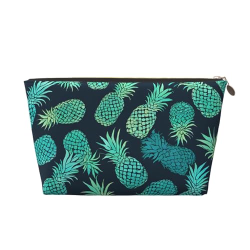 Kosmetiktasche für Damen mit Aufdruck, großes Fassungsvermögen, Reise-Kosmetiktasche aus Leder, wasserdicht, Kulturbeutel (Blaue Kiefer) von peiyeety